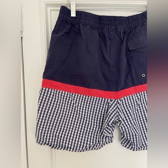Brooks Brother Navy Blue White Red Gingham Nautical Classic Swim Trunks Shorts - Picture 7 of 13